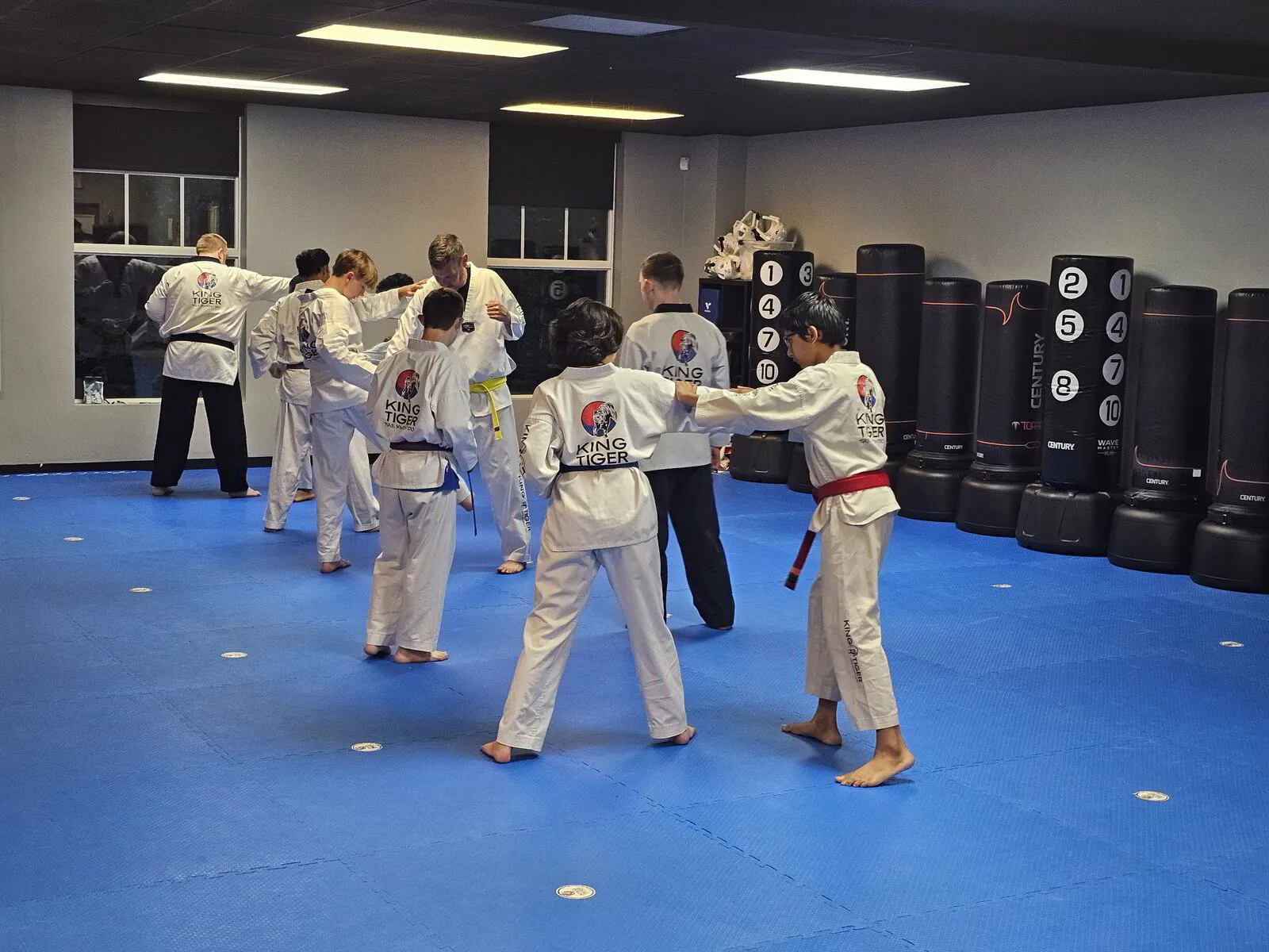 Teen and adult students training together at King Tiger