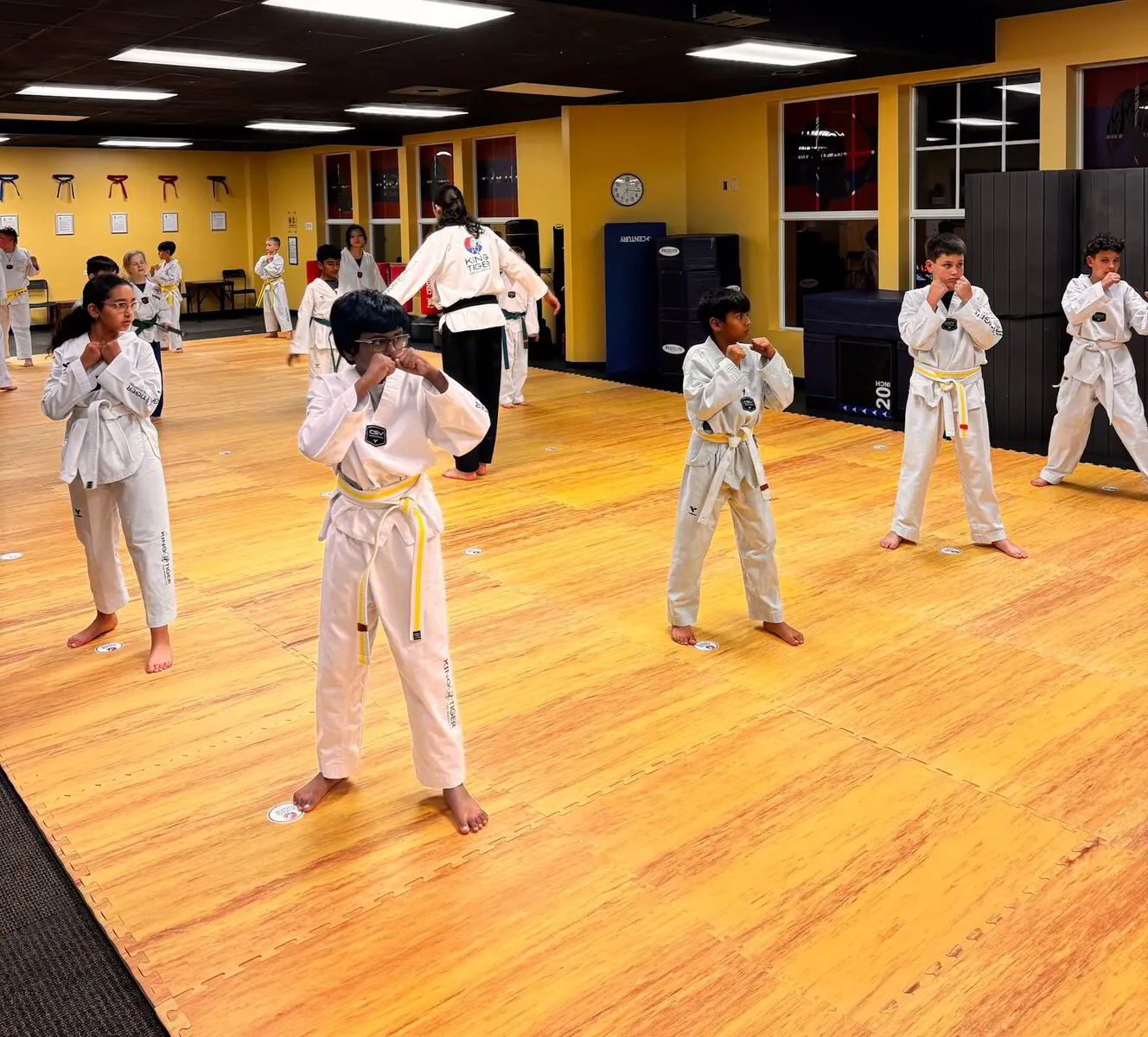 Young King Tiger students practicing their ready stance