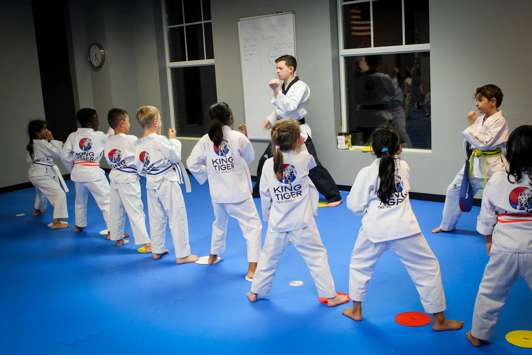 King Tiger students practicing a focused group drill